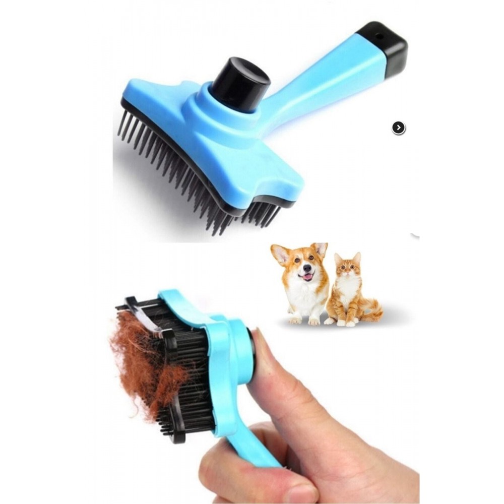 Tuşlu Otomatik Temizlenen Evcil Hayvan Tarağı Kedi Köpek Tüy Toplayıcı Fırça