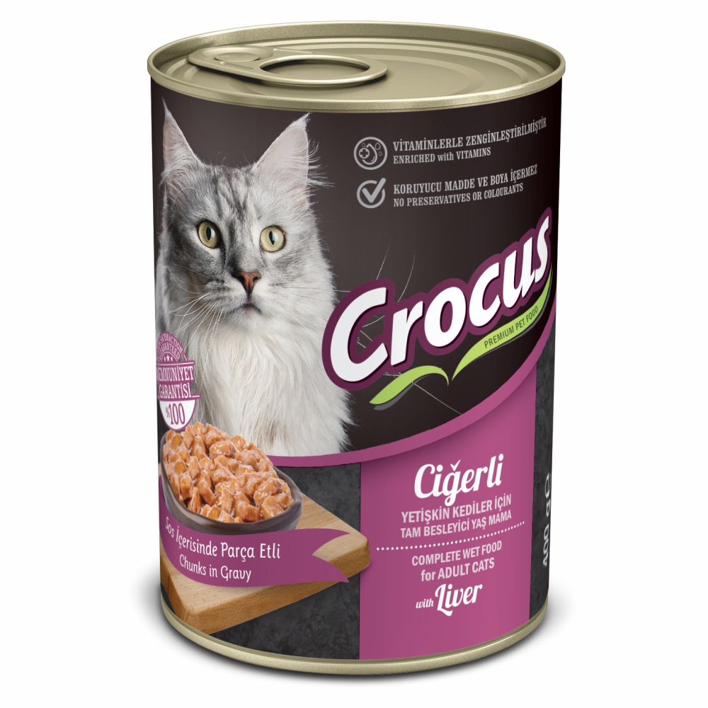 Crocus Yetişkin Kedi Ciğerli Yaş Mama 400 g - Lezzetli ve Besleyici