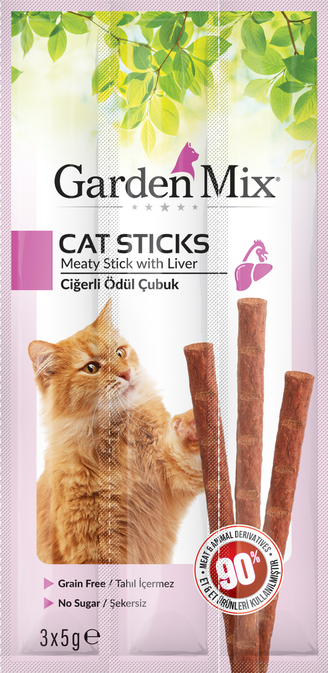 Gardenmix Ciğerli Kedi Stick Ödül 3*5g 50‘li - Kediler İçin Lezzetli Ödül Çubuğu