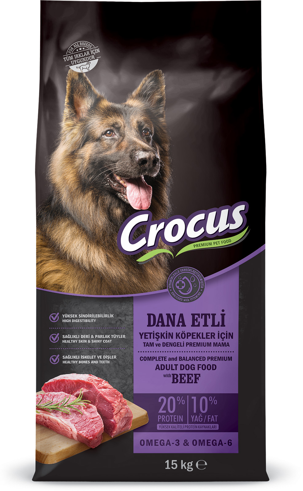 Crocus Biftekli Pirinçli Yetişkin Köpek Maması 15 Kg - Sağlıklı Beslenme İçin