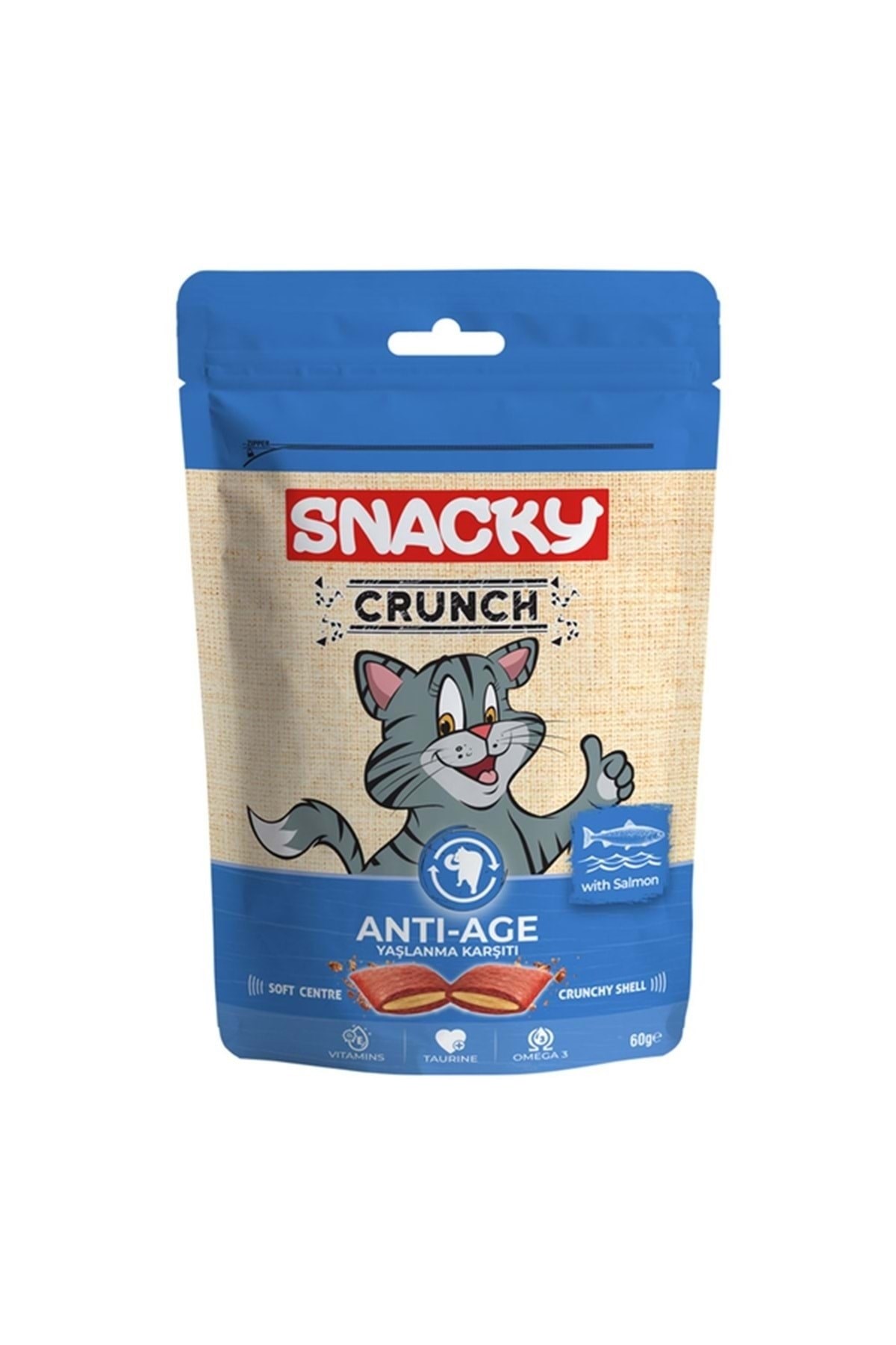 Snacky Crunch Anti-age Yaşlanma Karşıtı Somonlu Ödül Maması 60 gr