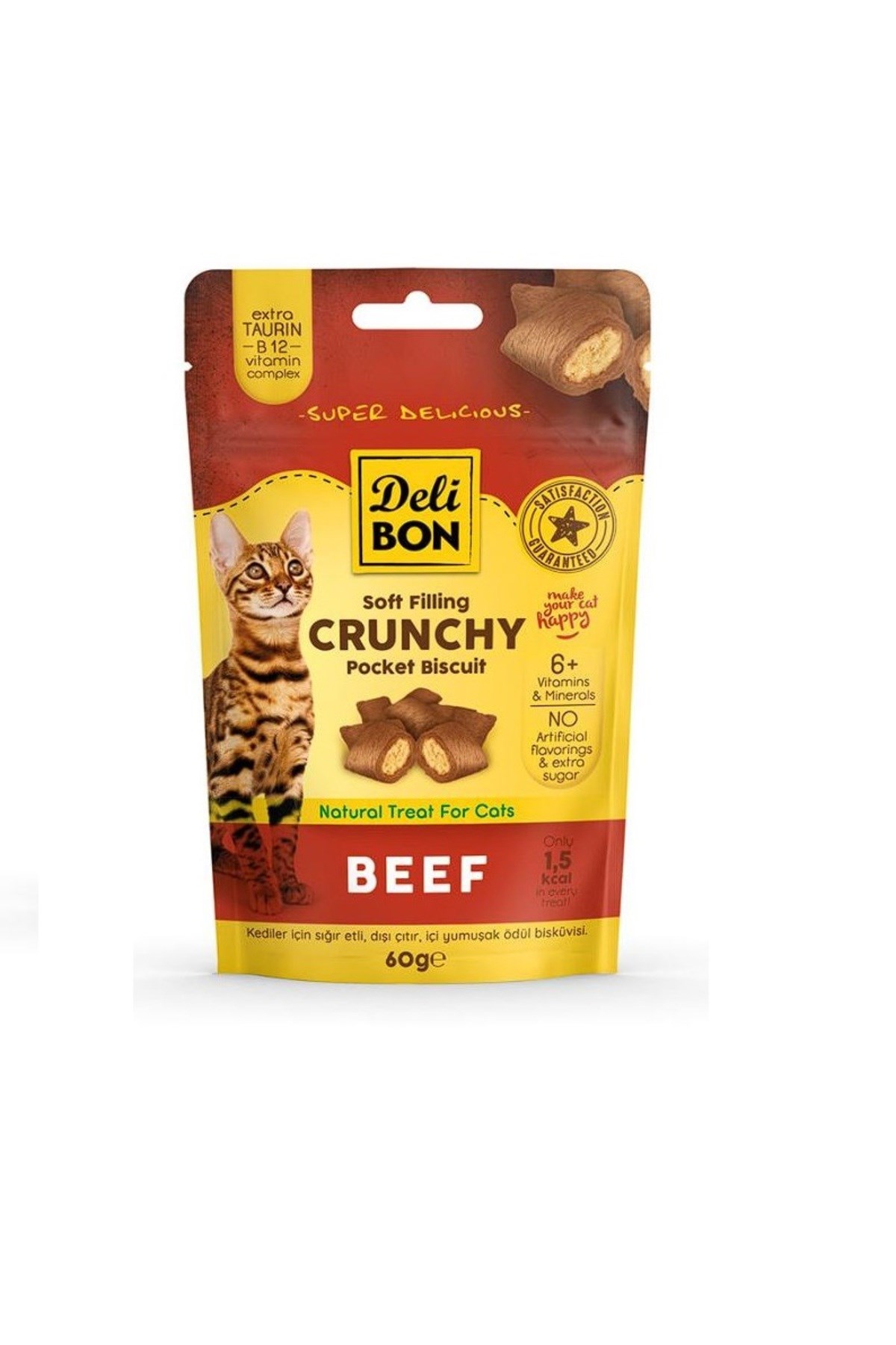 Delibon Crunchy ;Sığır Etli İçi Dolgulu Ödül Bisküvisi 60 Gr