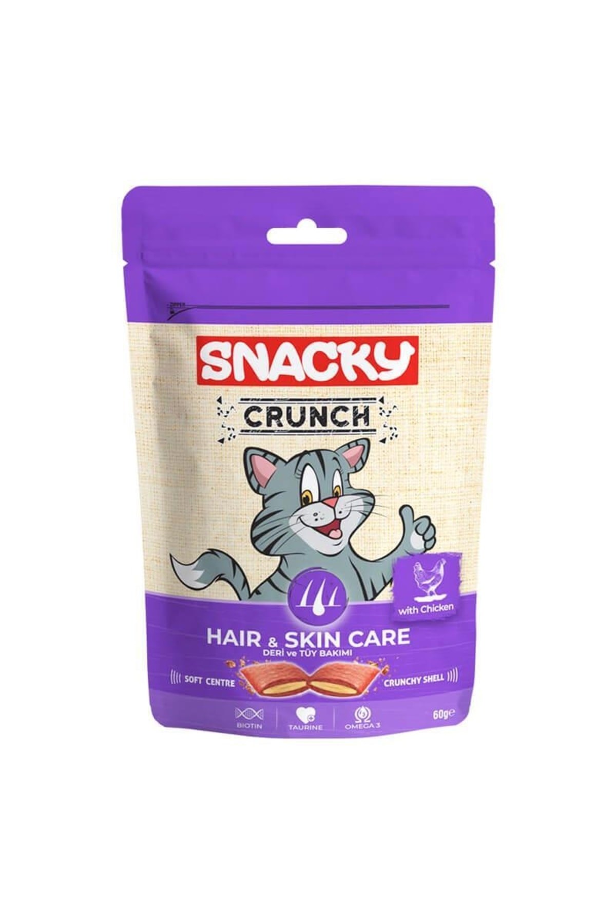 Snacky Crunchy Tavuklu Kedi Ödülü Hair-skin 60 Gr