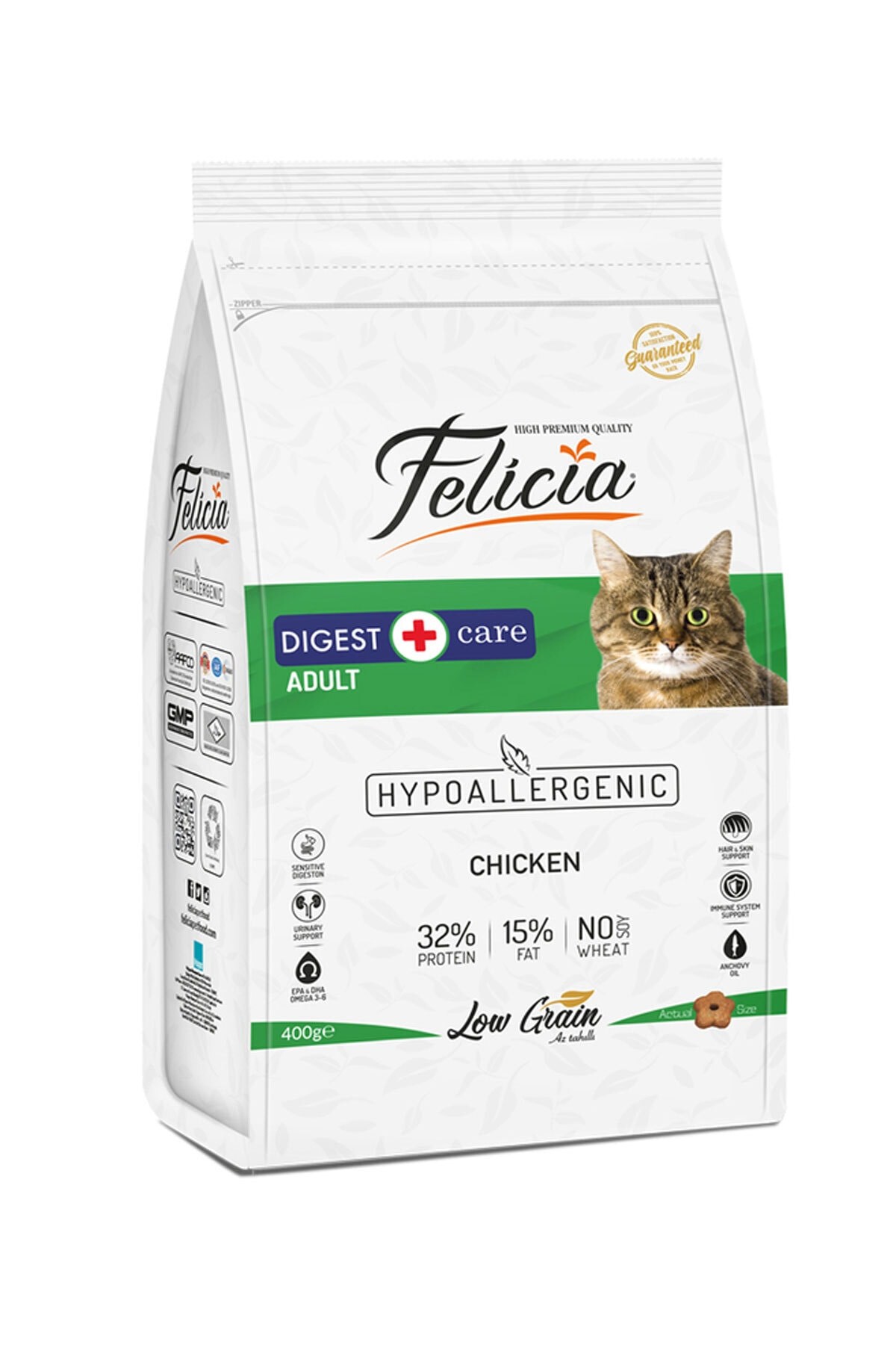 Felicia Yetişkin Tavuklu Az Tahıllı Kedi Maması 400g x 6 Adet