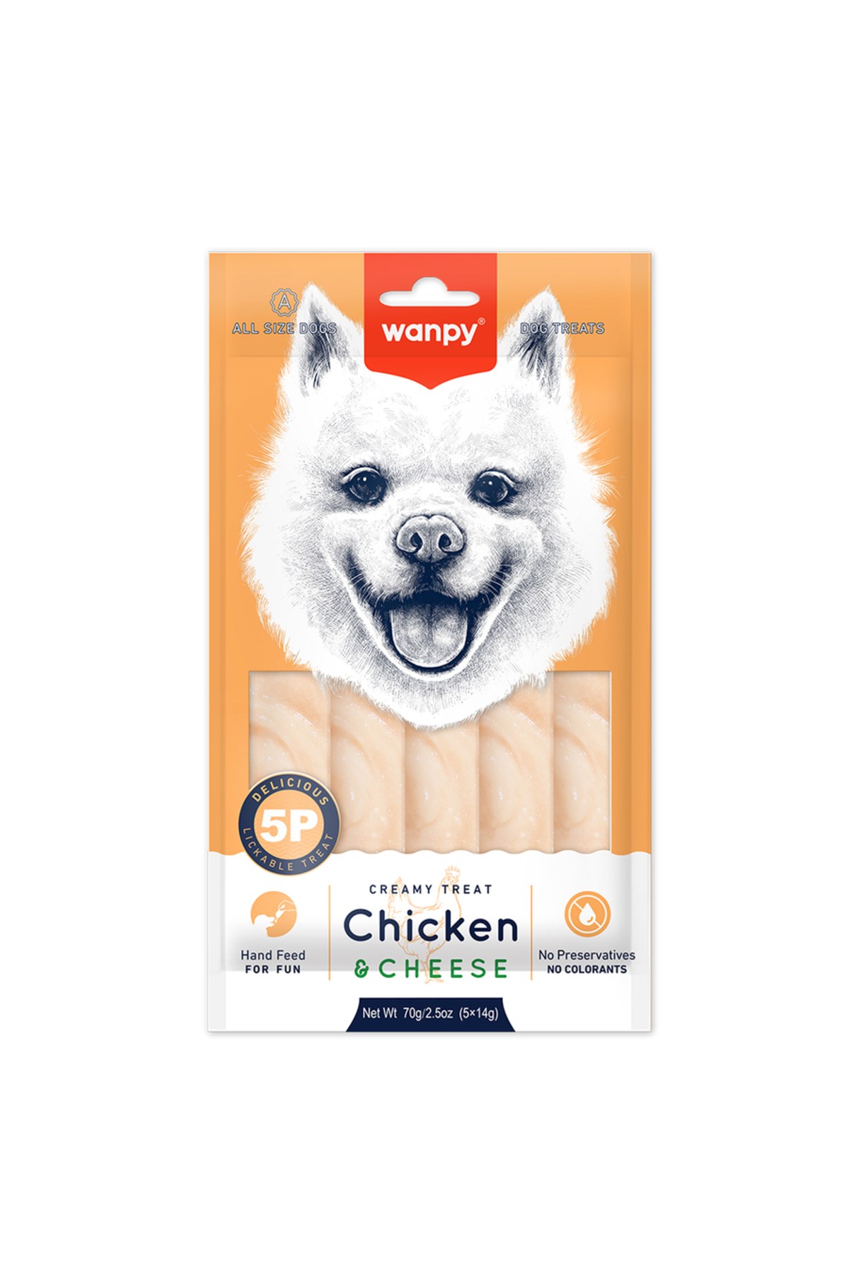 Wanpy Tavuklu & Peynirli 12'li Krema Köpek Ödülü 5x14 Gr