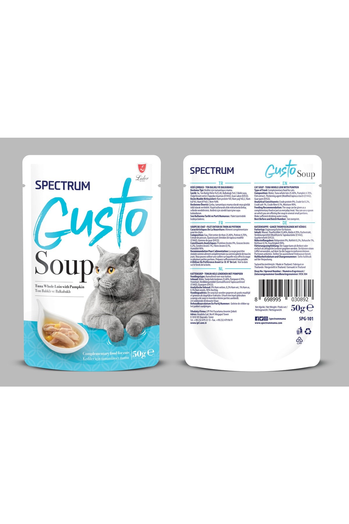 Lider Spectrum Kedi Balkabaklı Ve Ton Balıklı Kedi Çorbası 50 Gr