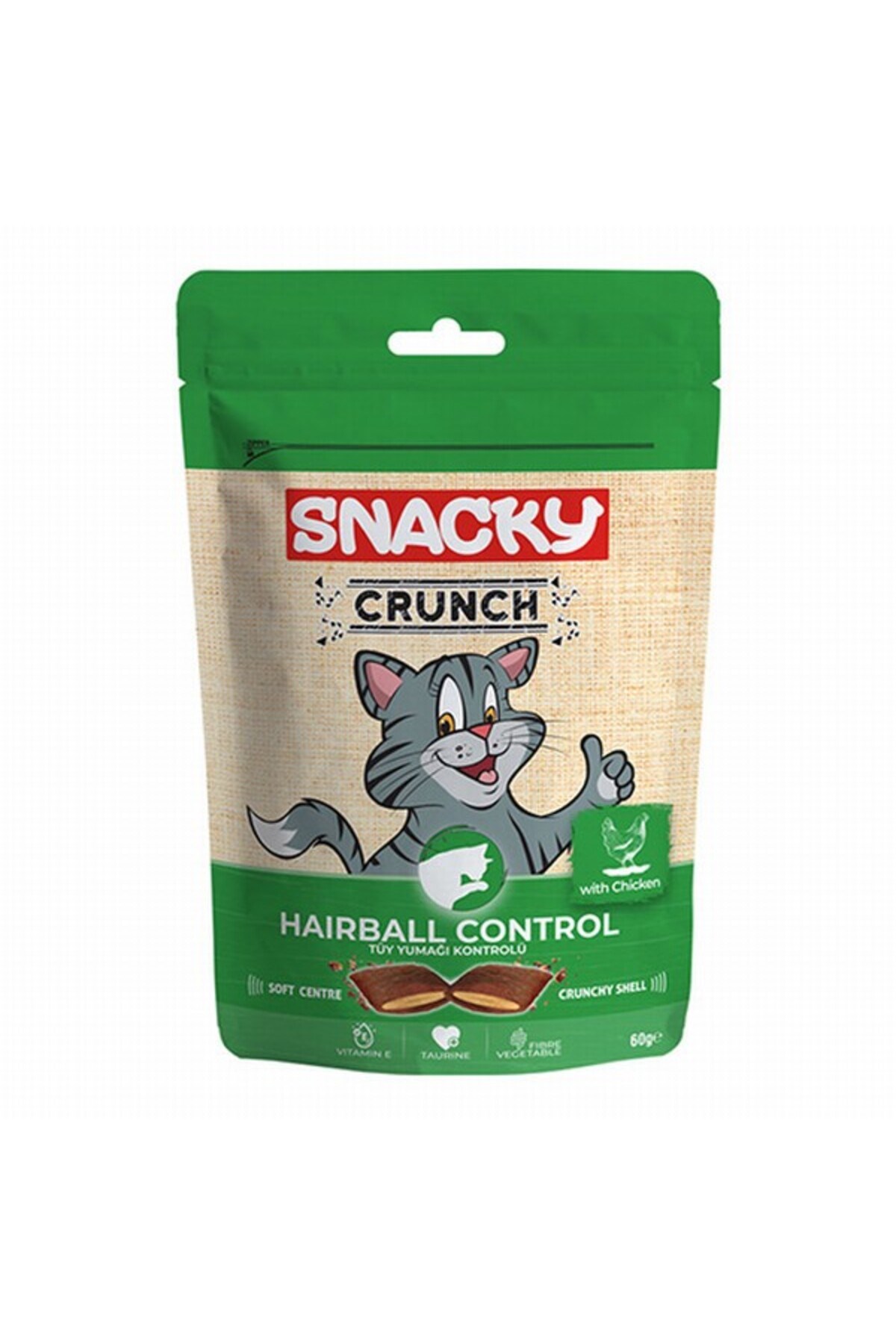 Snacky Tüy Yumağı Önleyici Kedi Ödül Maması - Tavuklu Hairball Control 10'lu Paket