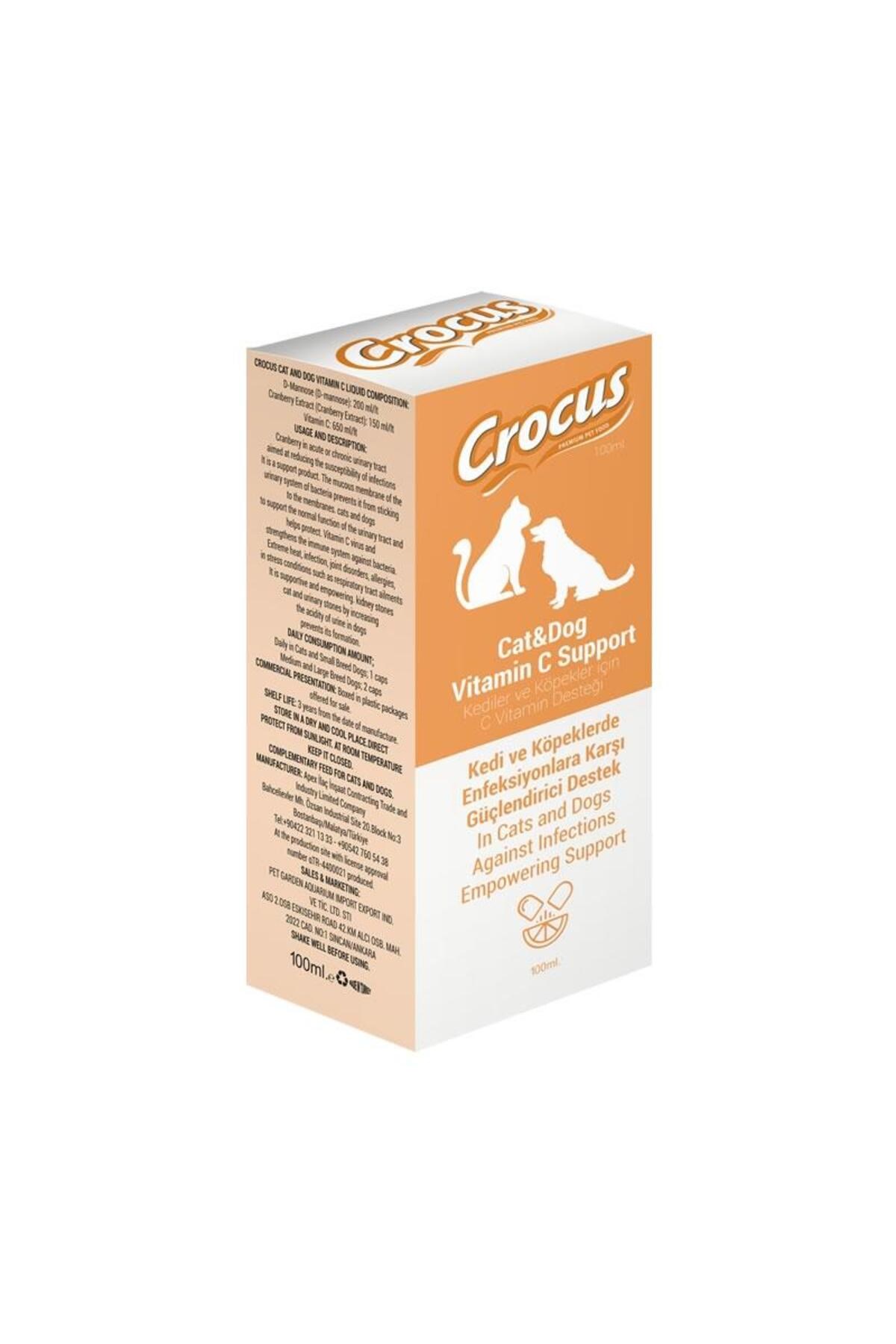 crocus Kedi Köpek Enfeksiyonlara karşı güçlendirilmiş destek Vitamin C Destek 100 ml