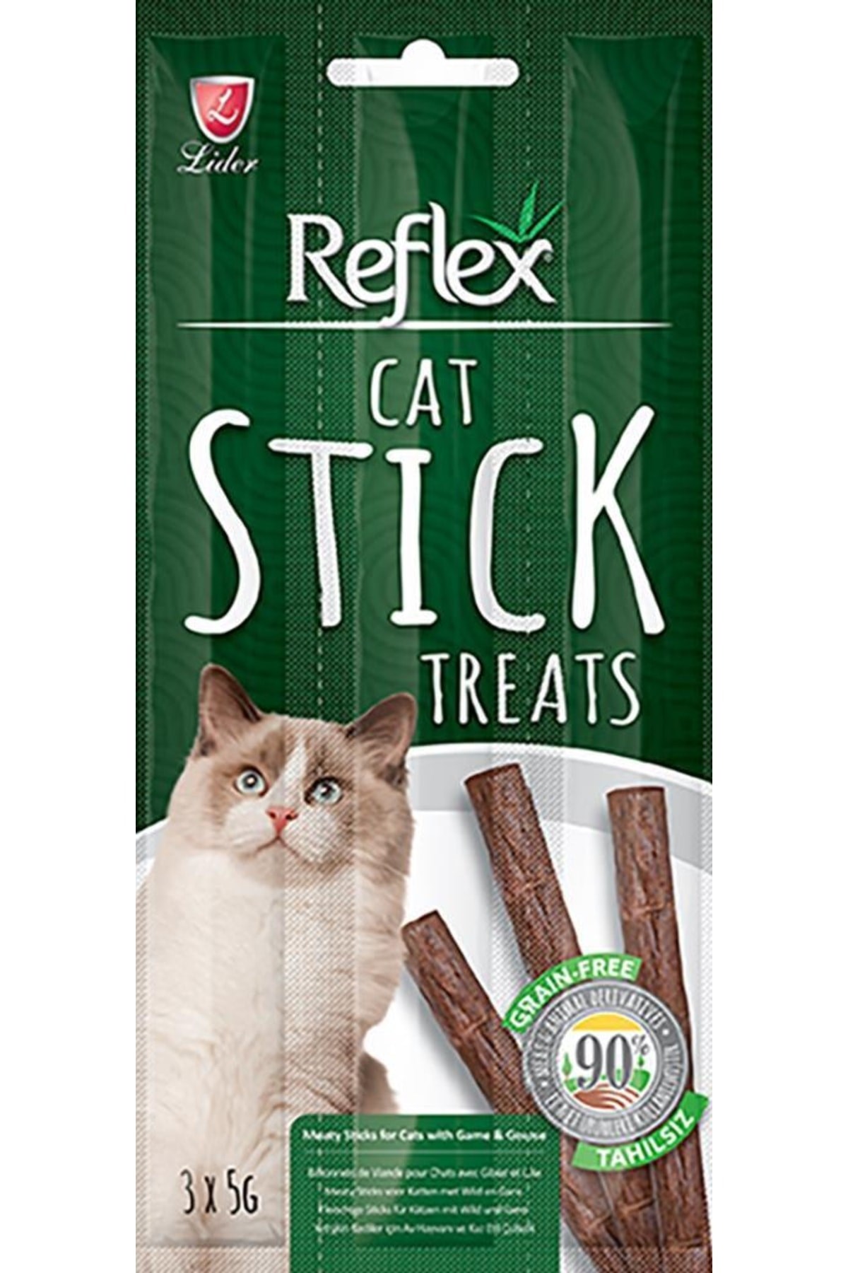 Reflex Stick Av Hayvanlı Ve Kaz Etli Tahılsız Kedi Ödül Çubuğu 3x5 gr