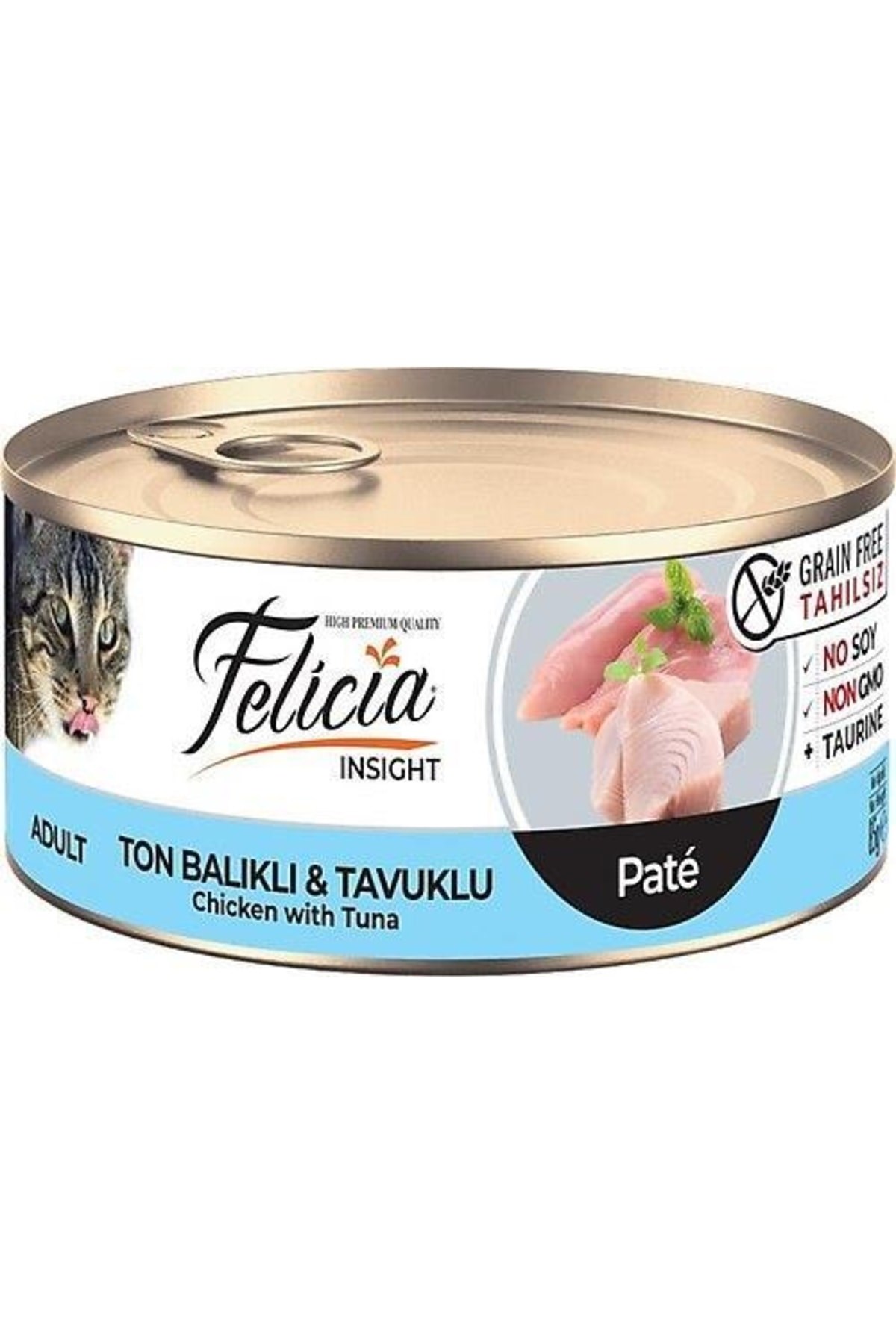 Felicia Kıyılmış Ton Balıklı Ve Tavuklu Tahılsız Yetişkin Kedi Konservesi 85 gr