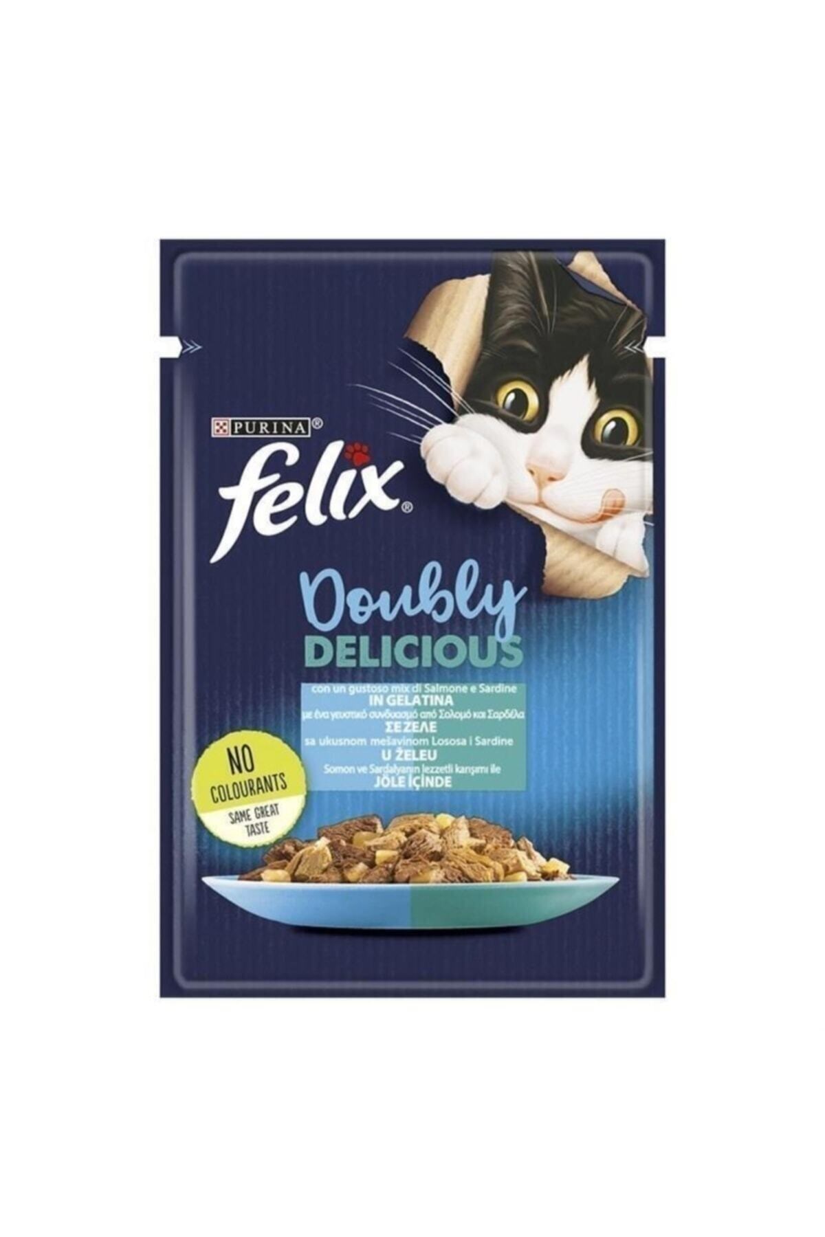 FELİX Pouch Çifte Lezzet Somonlu Ve Sardalyalı Yetişkin Kedi Konservesi 85 gr