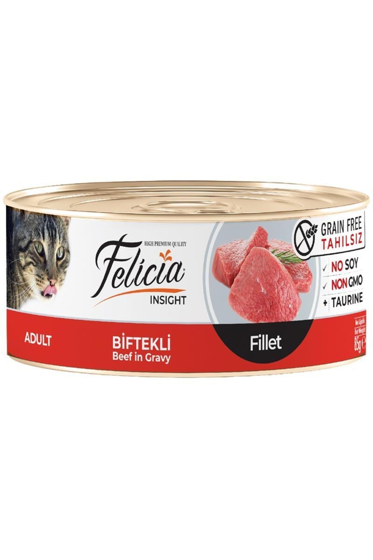 Felicia Tahılsız Biftekli Fileto Yetişkin Kedi Konservesi 85 gr