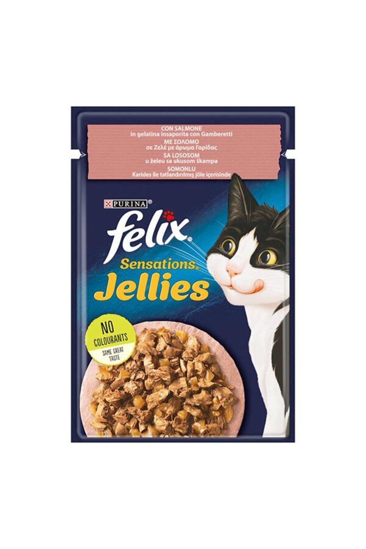 Felix Sensations Taze Jöle Içerisinde Karides Ve Somonlu Yetişkin Konserve Kedi Maması 85 gr