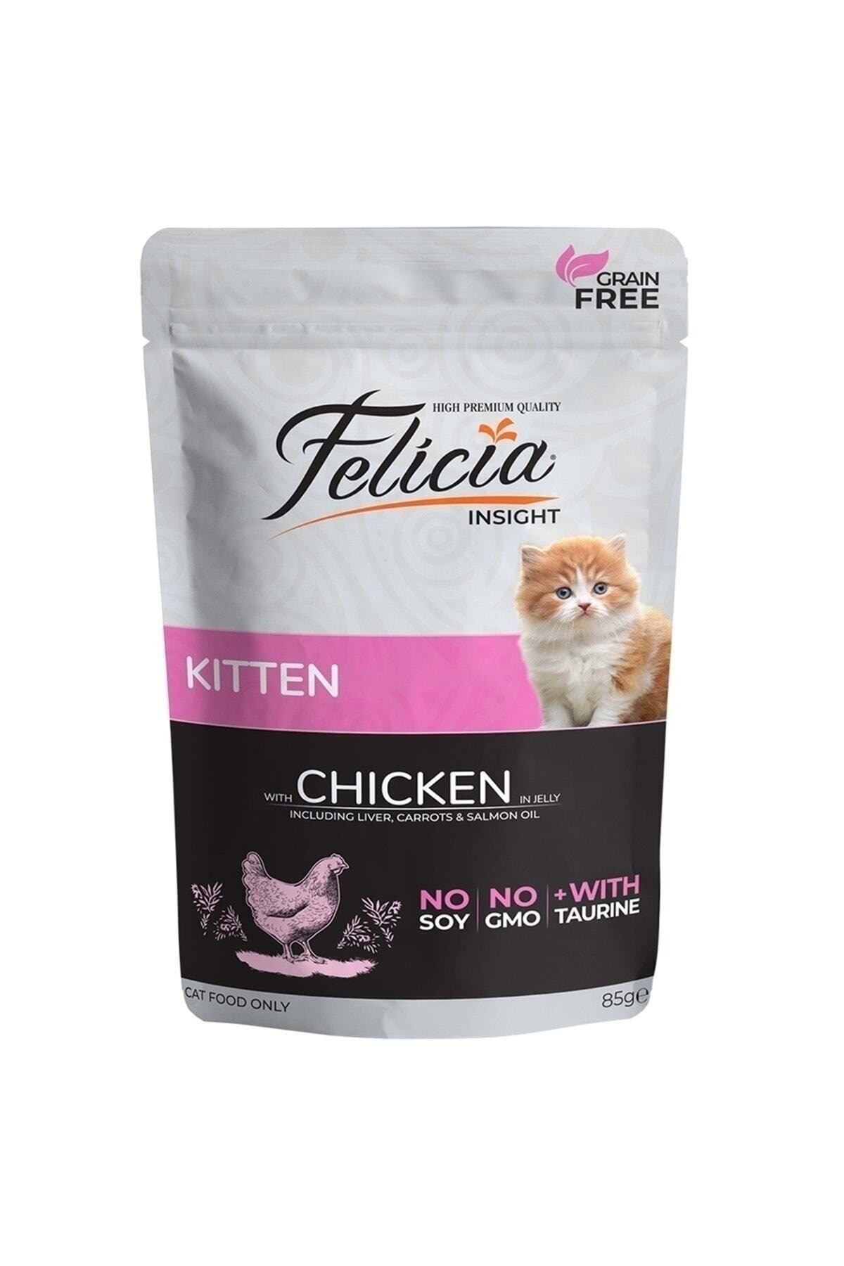 Felicia Pouch Tavuklu Yavru Kedi Maması Tahılsız 85 Gr X 2 Adet