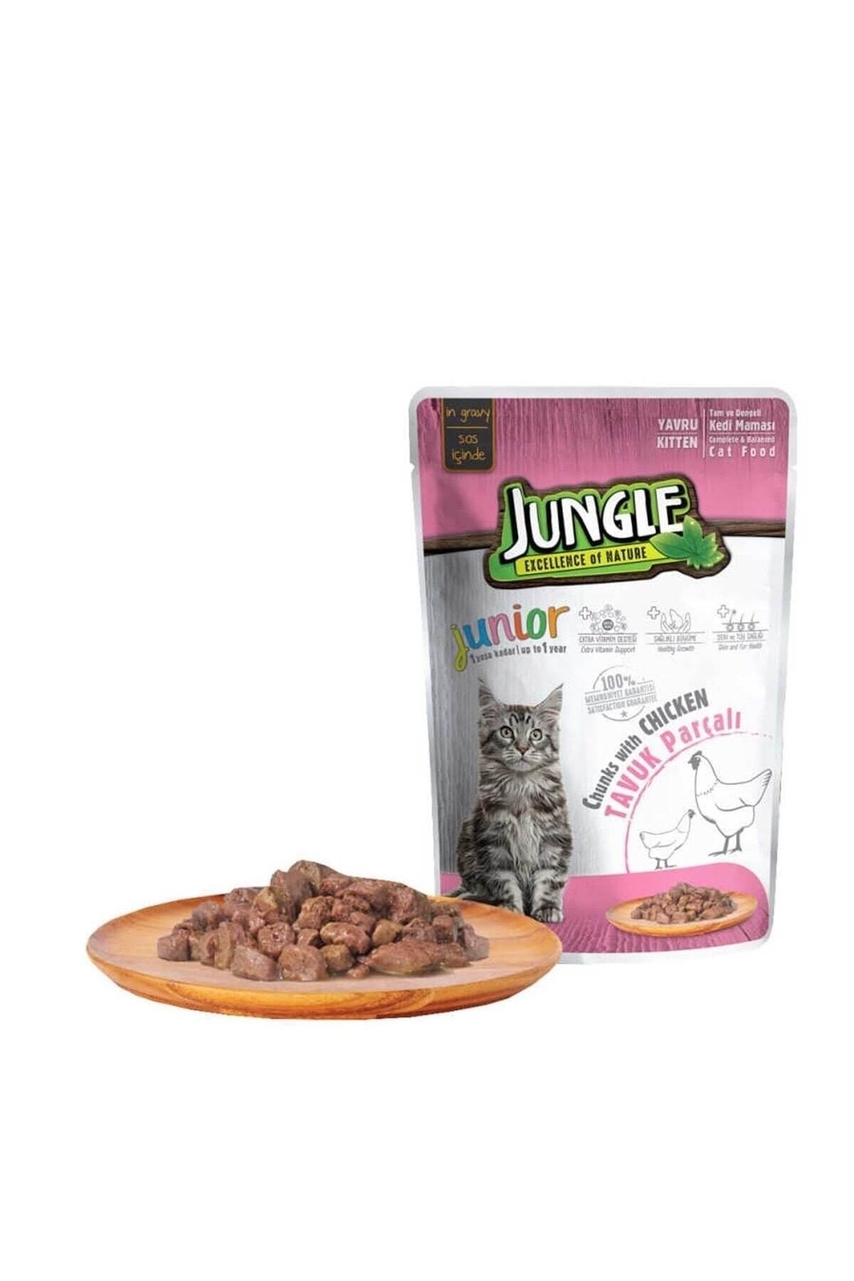 Jungle Pouch Tavuklu Yavru Kedi Maması 100gr